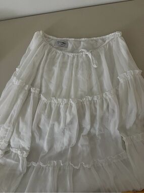 Peppermayo White Ruffled Tiered Maxi Skirt